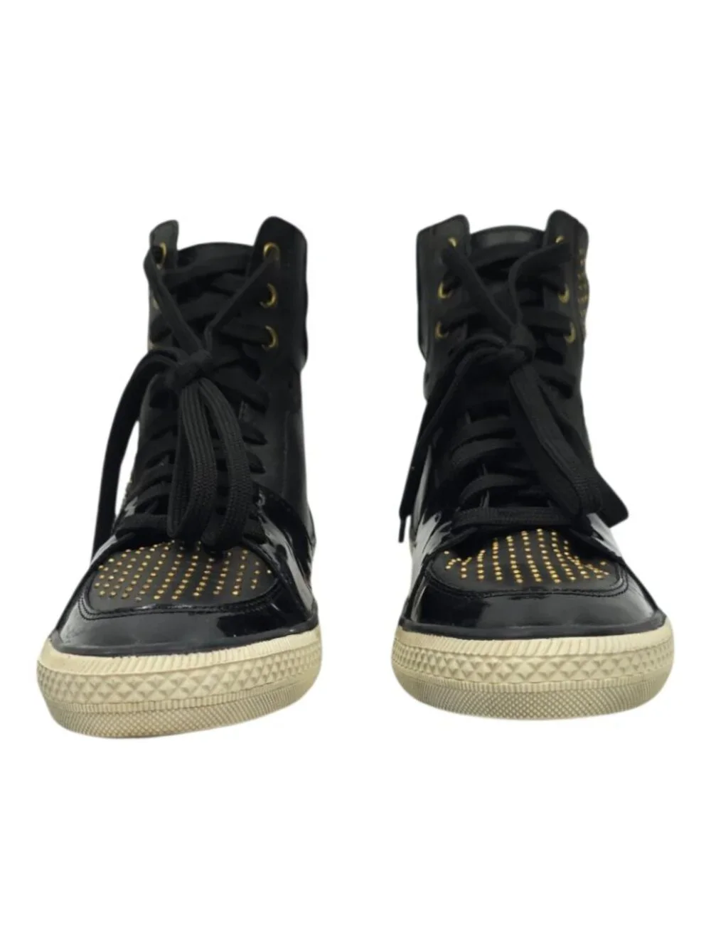 Steven by Steve Madden Dougiee High Top Sneaker 9 Studded Black Patent Punk Goth
